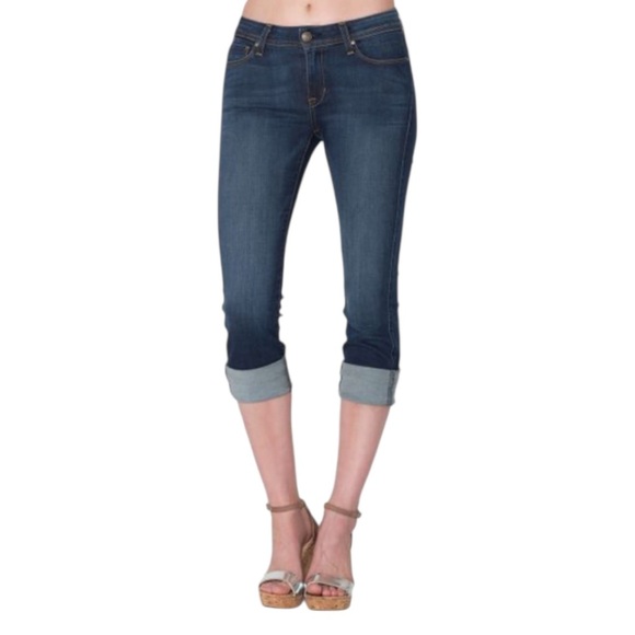 Fidelity Stevie Mid Rise Denim Jean Capri Dark Wash Size 26 - Picture 1 of 9